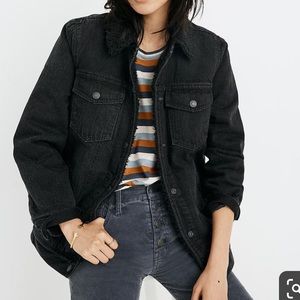 Oversized Sherpa lined denim jacket
